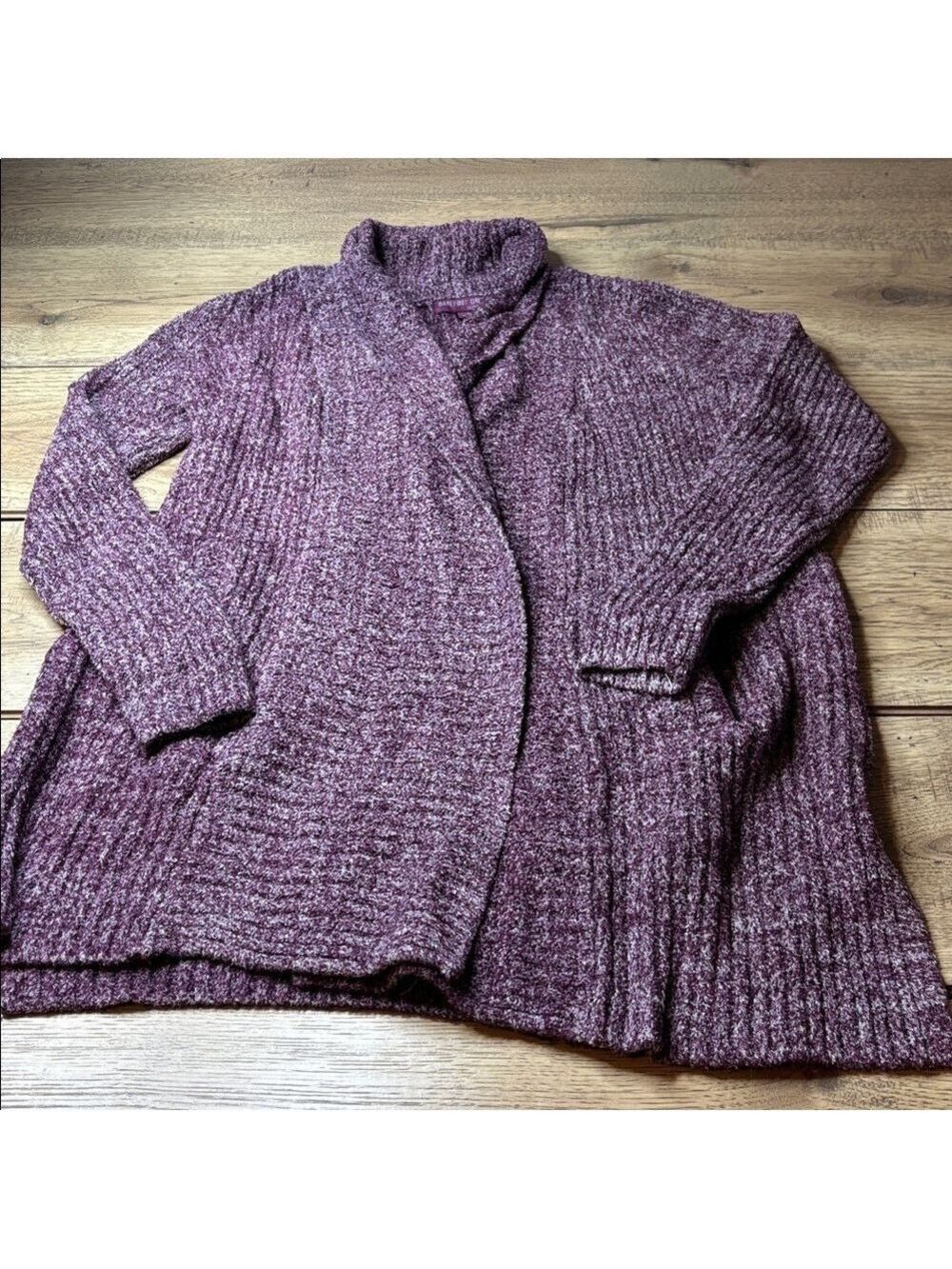 Women’s Barefoot Dreams CozyChic Lite Purple Open Front Cardigan Size Small